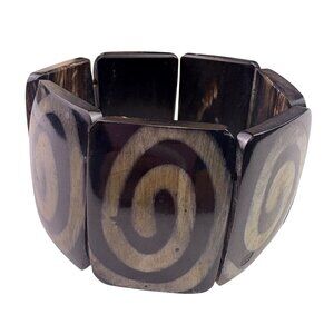 Pagins Unisex Brown Acrylic Spiral Wide Elastic Bracelet Adjustable Tribal Desig